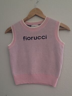 Fiorucci Light Pink Knit Logo Vest with Navy Script